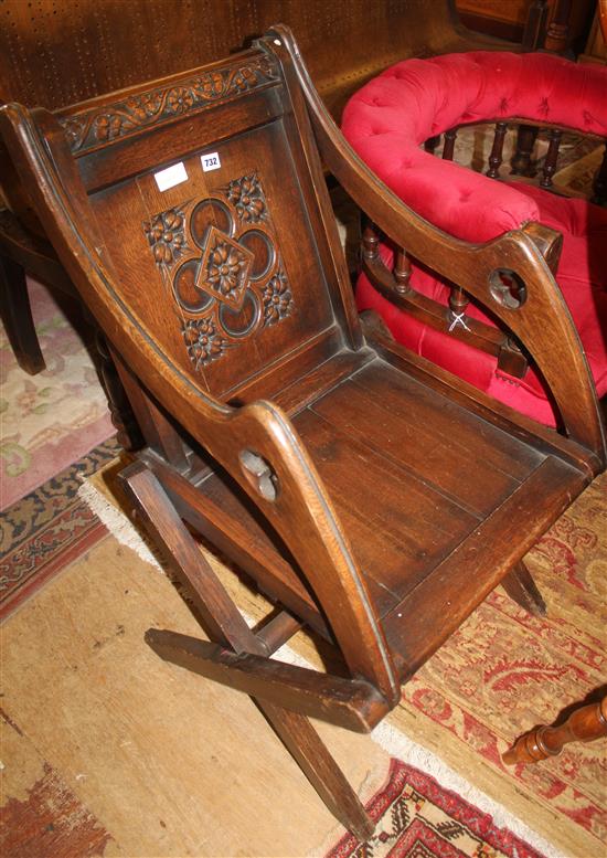 Carved oak Glastonbury chair
